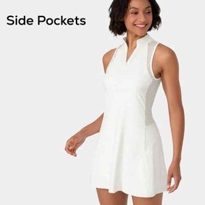 Halara | Half Zip Contrast Mesh Side Pocket 2-Piece Tennis Dress